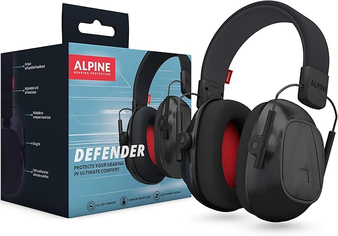 Alpine Defender Adult Earmuffs for Noise Reduction - Premium Noise Protection Headphones for Study