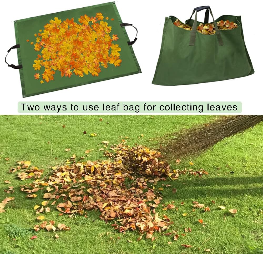 Leaf Bag for Collecting Leaves Reusable Garden Yard Waterproof 2 IN 1 Leaf Tarp Waste Bags Trash