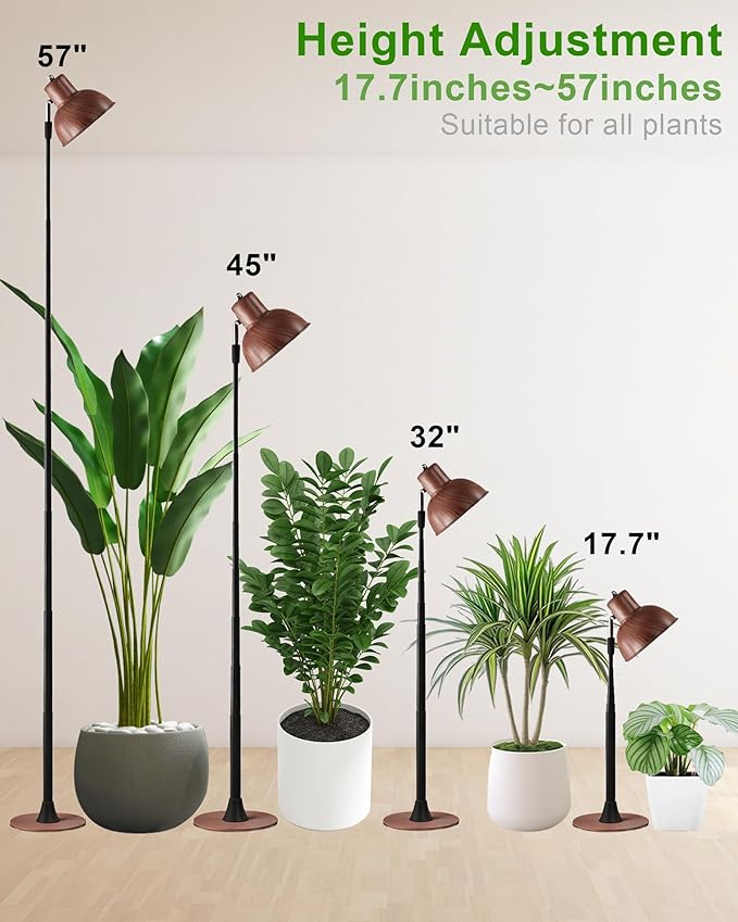 yadoker Plant Grow Light for Indoor Plant, Walnut Wood Grain LED Grow Light,Elevating Plant