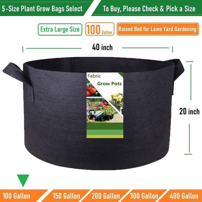 100 Gallon Large Raised Garden Bed Bag (40x20 inch) Big Garden Bag Sturdy Plant Grow Bag for