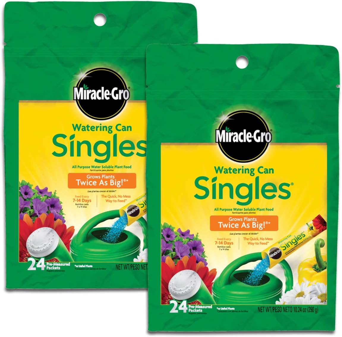 Miracle-Gro Watering Can Singles All Purpose Water Soluble Plant Food, 2 Pack