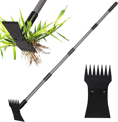 Walensee Weed Puller Tool with Long Handle, 64inch Manual Weeder Remover Tool, 7-Tines Weed Rake