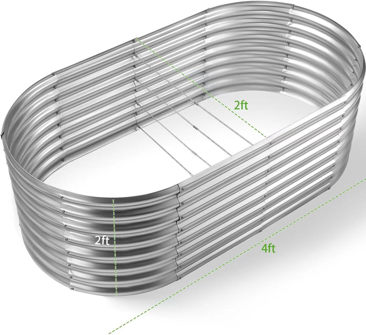 Land Guard 24“ Tall Galvanized Raised Garden Bed Kit, Galvanized Planter Garden Boxes Outdoor, Oval