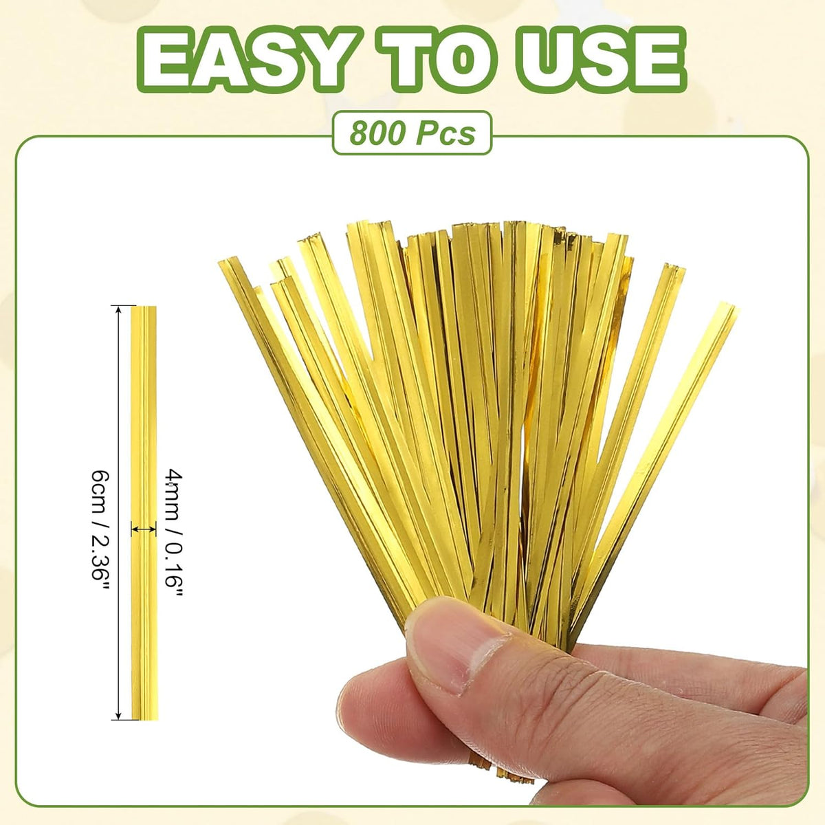 PATIKIL Bag Twist Ties 2 Inch, 800 Pcs Metallic Bread Ties for Treat Plastic Bags Gift Wrapping