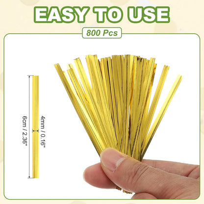 PATIKIL Bag Twist Ties 2 Inch, 800 Pcs Metallic Bread Ties for Treat Plastic Bags Gift Wrapping