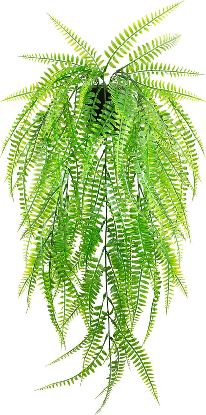 Small Artificial Hanging Plant for Shelf Fake Plant Potted Boston Ferns Faux Trailing Leaves Plant