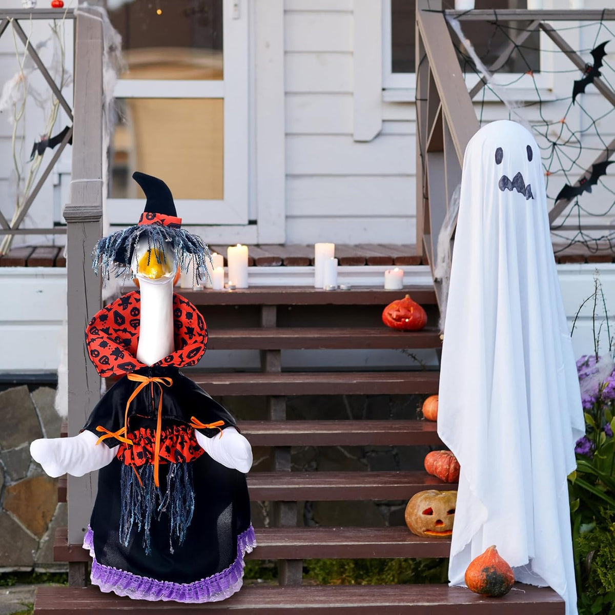 Halloween Goose Outfit Witch Goose Clothes for 23" High Cement or Plastic Lawn Clothing Porch