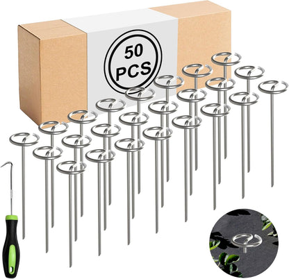 Landscape Fabric Stake, 6-inch Galvanized Round Head Landscape Nail Steel Anti Bending Weed Barrier