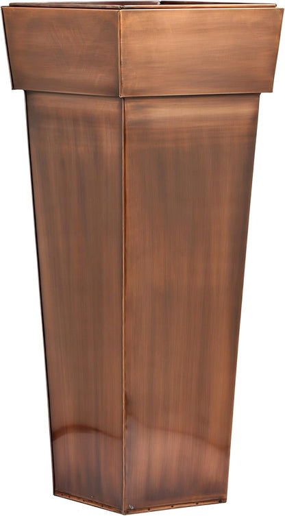 H Potter Tall Square Planter Stainless Steel with Antique Copper Finish Indoor and Outdoor Garden