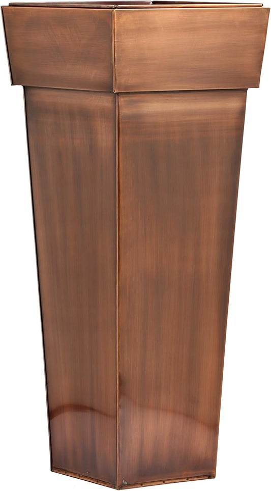 H Potter Tall Square Planter Stainless Steel with Antique Copper Finish Indoor and Outdoor Garden