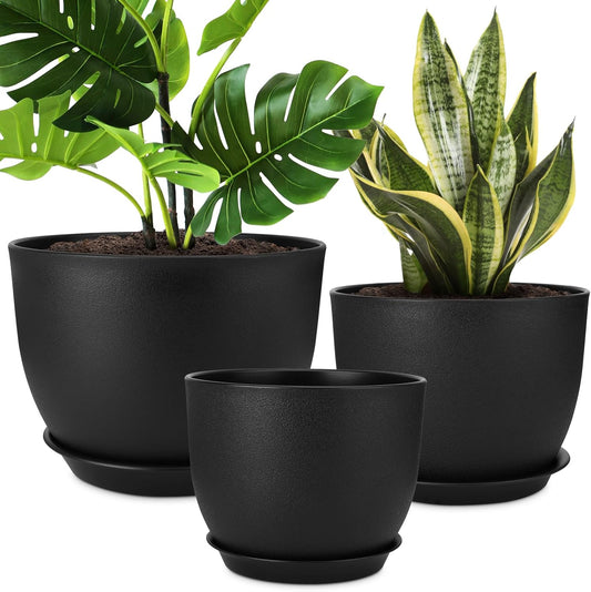 Plant Pots 12/10/9 inch Set of 3, Flower Pots with Multi Mesh Drainage Holes, Large Planters for