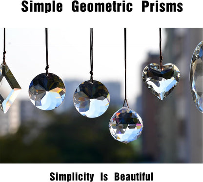 2PCS 4cm Clear Ball Crystal Sun Catcher Prisms, STINO Hanging Suncatchers with Glass Prism, Rainbow