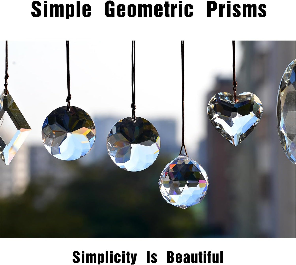 2PCS 5" Circle Crystal Sun Catcher Prisms, STINO Hanging Suncatchers with Glass Prism, Rainbow