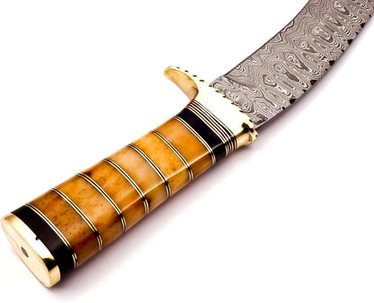 Delta :Handmade Damascus steel 15" Kukri knife-Damascus Steel Knife-for Outdoor & indoor Survivals