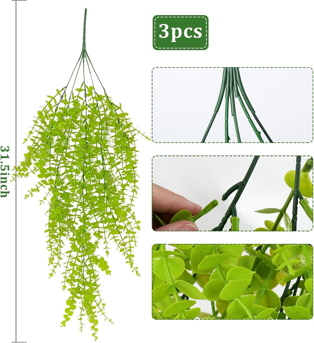 Fake Hanging Plants Faux Vine Leaves Artificial Green Eucalyptus Plants Fake Hanging Eucalyptus