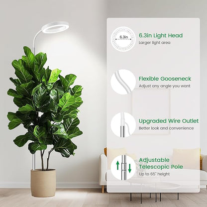 Garpsen Plant Light, 80 LEDs Full Spectrum Grow Lights for Indoor Plants with 360° Gooseneck
