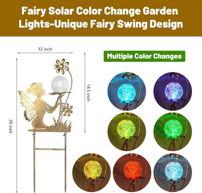 HONGLAND Fairy Garden Accesorries Solar Lights Garden Decor for Outside, Fairy Figurine Moon Lights