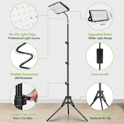 LBW Stand Grow Lights for Indoor Plants, Full Spectrum 96 LEDs Plant Grow Light, Upgraded Floor