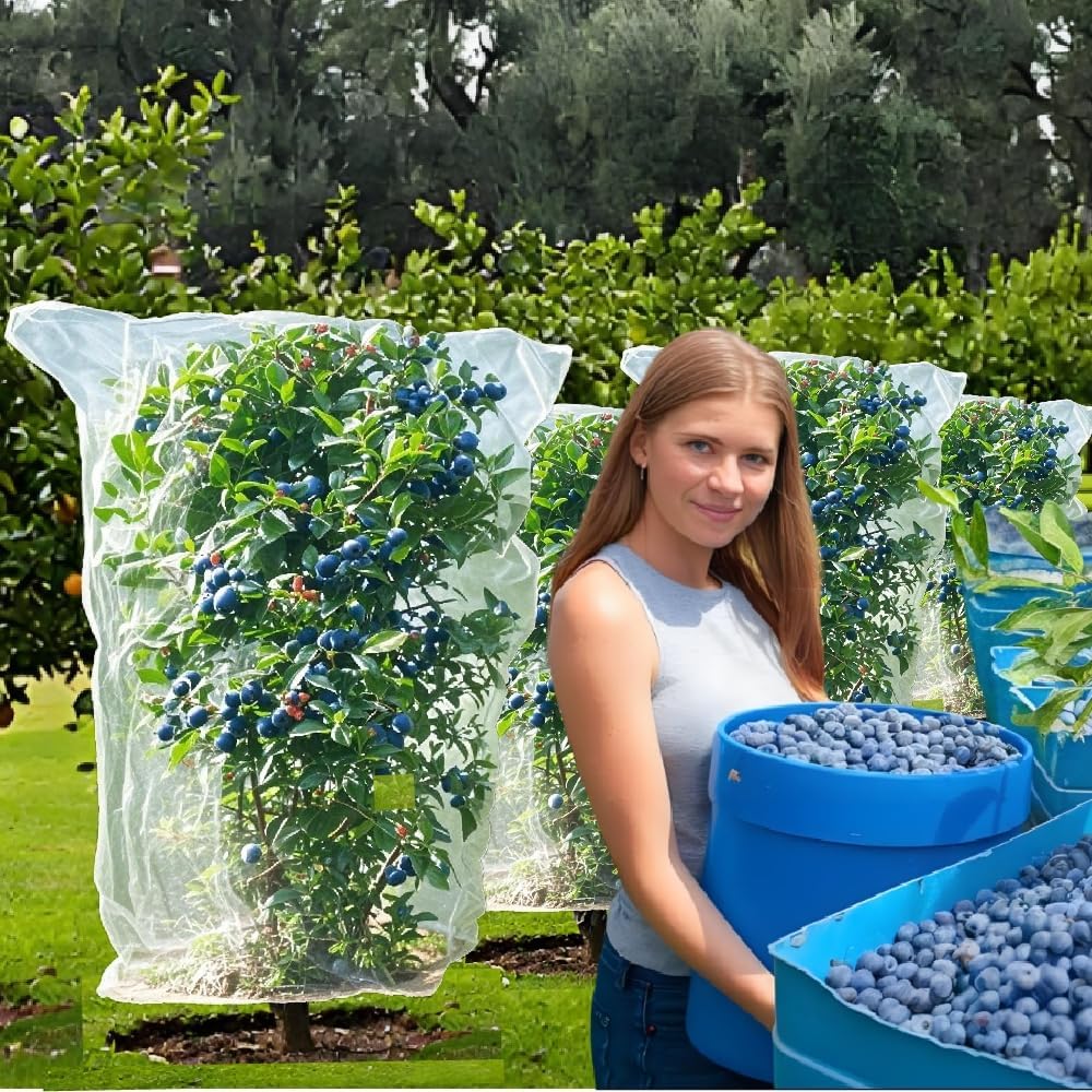 Bird Netting for Blueberry Bushes - Garden Netting Pest Barrier with Drawstring Tomato Protective