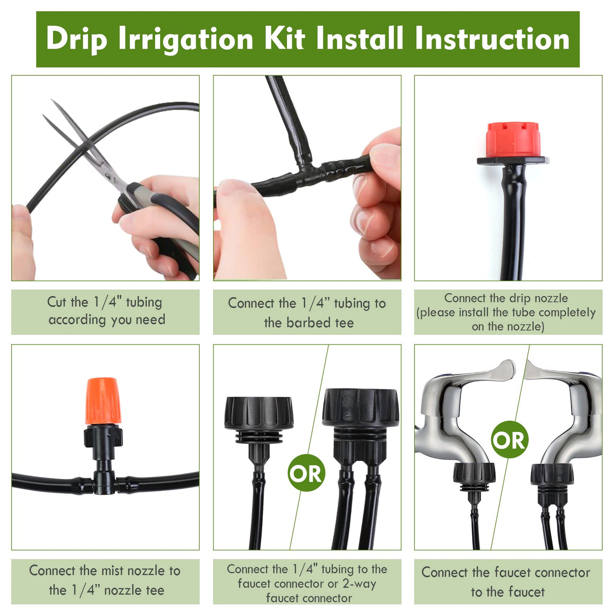 Flantor Drip Irrigation Kit, Drip Irrigation System for Garden with 1/4" Irrigation Tubing DIY