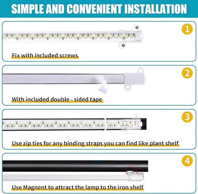 LED Grow Light Strips for Indoor Plants Full Spectrum 3500K, 192 LEDs Plant Light Bar with 3/9/12H
