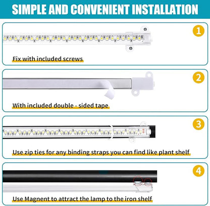 LED Grow Light Strips for Indoor Plants Full Spectrum 3500K, 192 LEDs Plant Light Bar with 3/9/12H