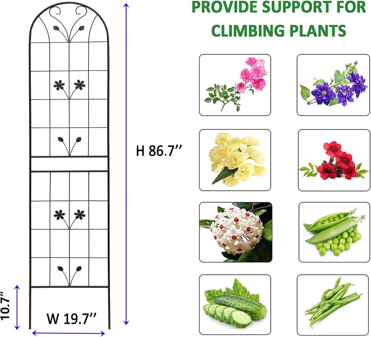 4 Pack Metal Garden Trellis 86.7" Tall Outdoor Climbing Plant Support for Roses, Flowers, Rustproof