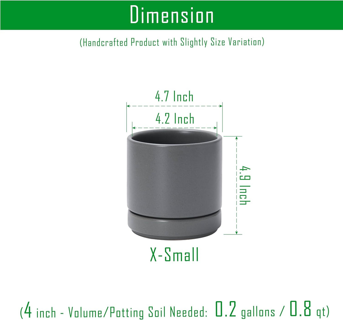 D'vine Dev Set of 4 Small Ceramic Plant Pots, 4.7 Inch Succulent Planter Pot for Plants with