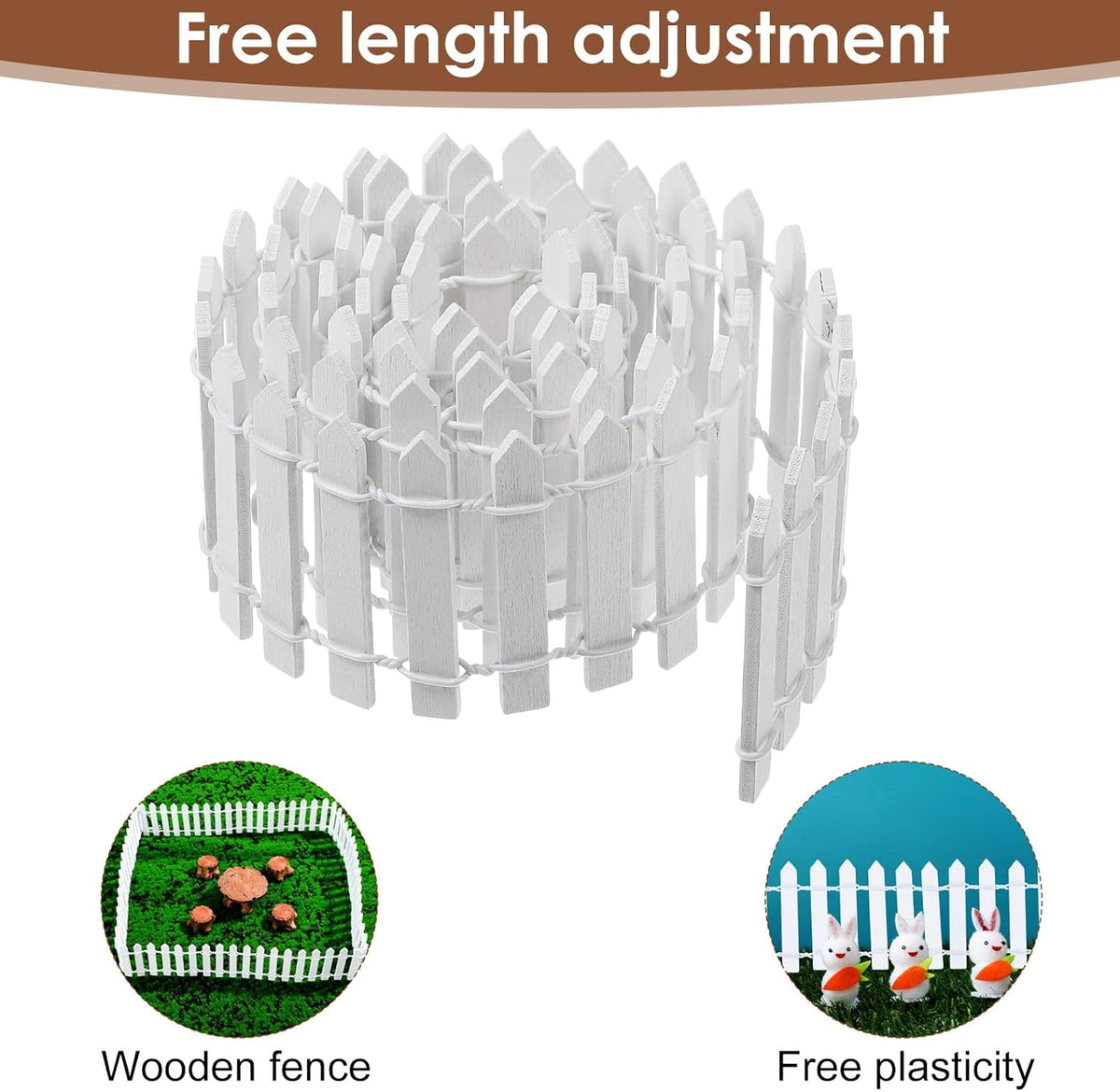 2pcs Mini Picket Fence, 34in Long Wooden Decorative Picket, Micro Landscape Little Ornaments for