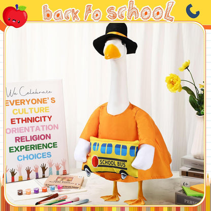 2 Pcs Porch Goose Outfit Halloween Geese Crayon Bus Teacher Cosplay Clothes for 23" Lawn Cement