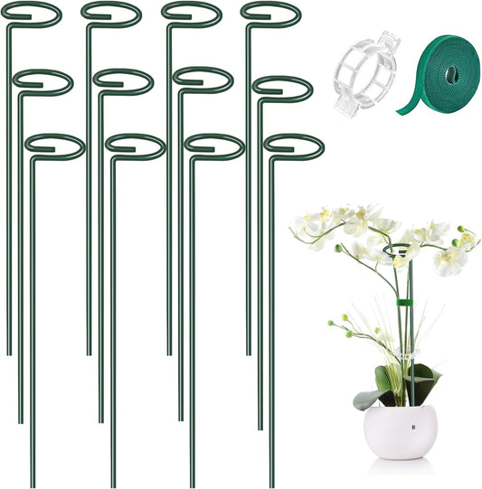 MAFONE 12 Pack 16inch Plant Support Stakes, Plant Stick Garden Single Stem Flower Support Stake