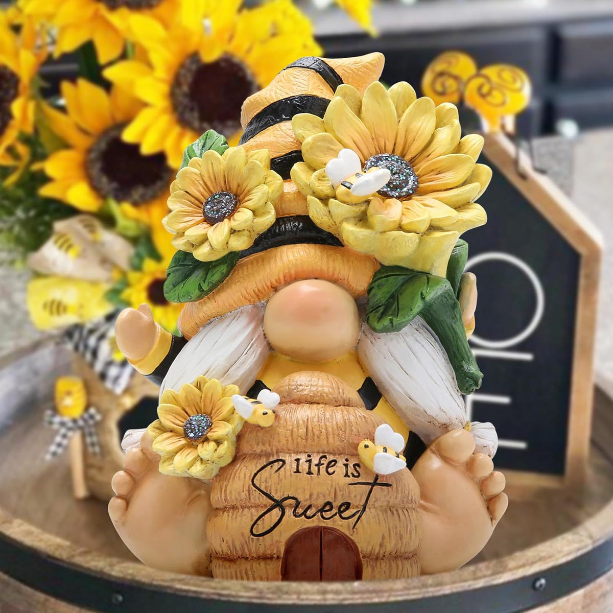 Hodao Gnome Figurine Decorations Indoor Home Decor Sweet Life Bee Gnome - The Sweetness and Warmth