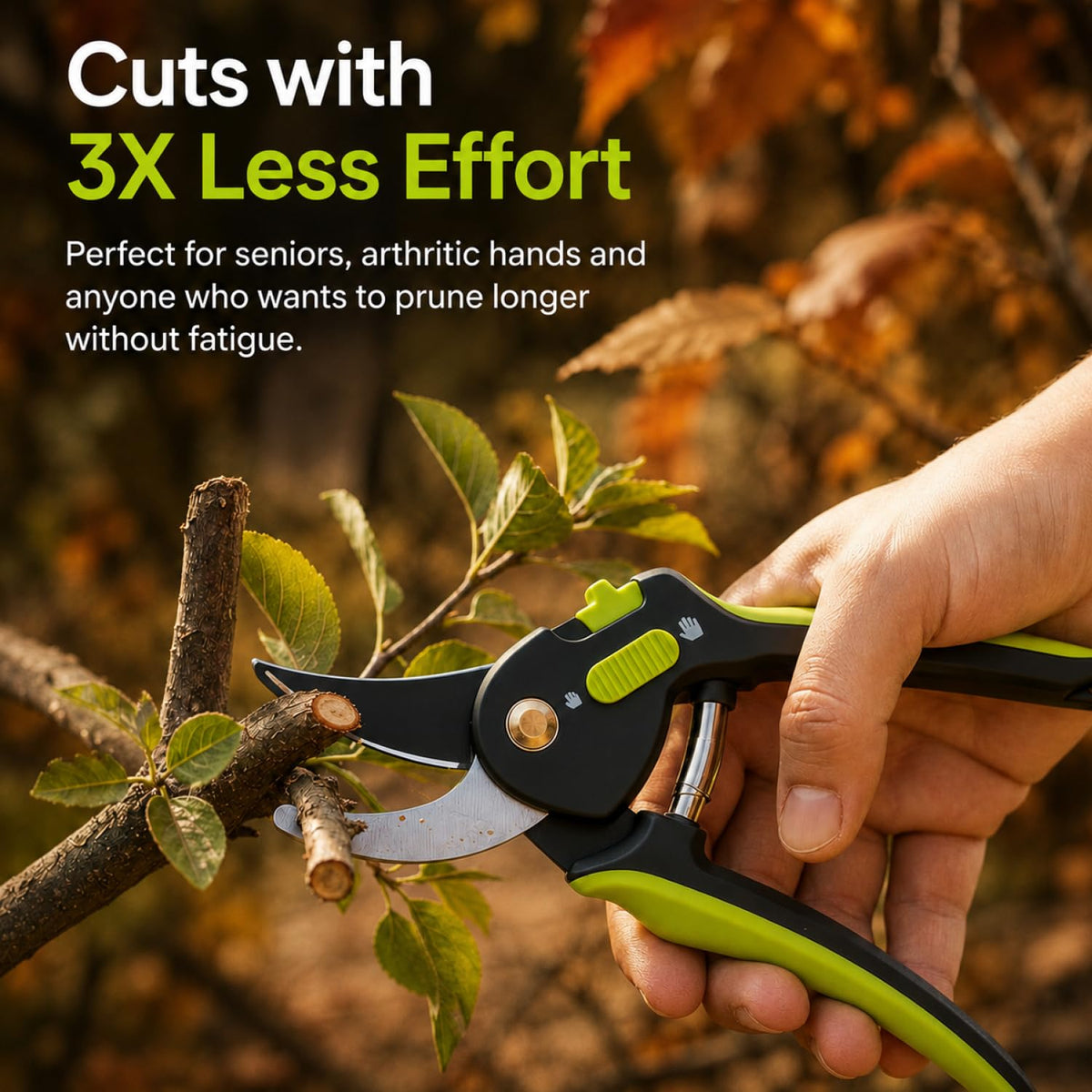 8.5" Professional Pruning Shears, Garden Clippers - Cuts 3X Easier Sharp Japanese Blade, Arthritis