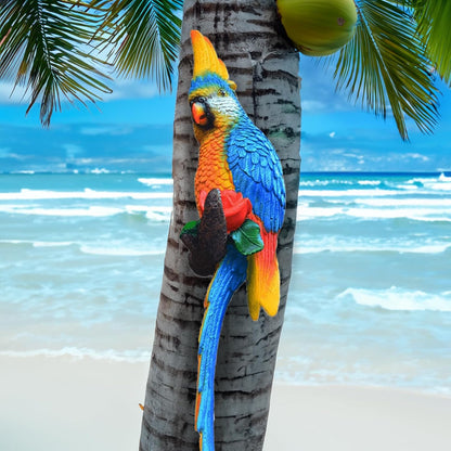 Teaeeno Resin Wall Bird Statue Decor,Real Parrot Sculpture Home Decor,Outdoor Indoor Figurine