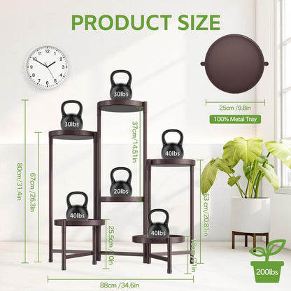 iDavosic.ly 6 Tier Large Plant Stand Indoor, 10 Inch Wide Tall Corner Metal Plant Stands Outdoor