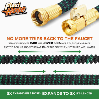 Flexi Hose with 8 Function Nozzle, 25FT - Lightweight Expandable Garden Hose, No-Kink Flexibility