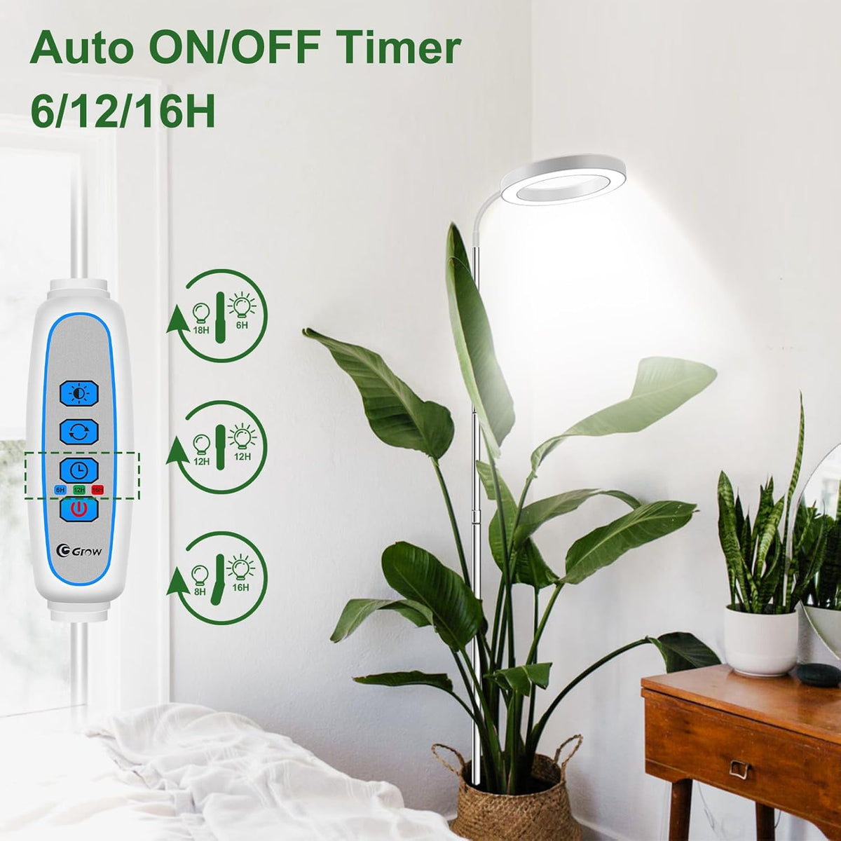 wolezek Grow Lights for Indoor Plants Full Spectrum, 80 LEDs 3 Colors Grow Light, 65in Large Plant