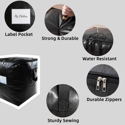 3 Pack 190L Storage Bags for Clothes, Moving Bags Heavy Duty Extra Large with Reinforced Handle