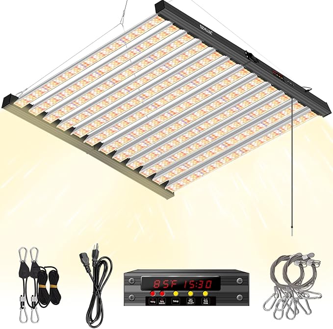 SZHLUX 800W LED Grow Light 7×7ft with Timer and Temp Control, Full Spectrum UV&IR Grow Lamp with