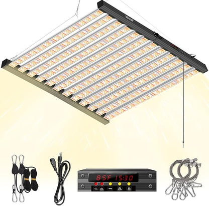 SZHLUX 800W LED Grow Light 7×7ft with Timer and Temp Control, Full Spectrum UV&IR Grow Lamp with