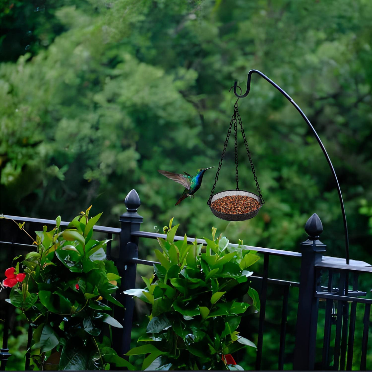Bird Feeder, Hanging Bird Feeders for Outdoors Metal Mesh Birdfeeder Tray