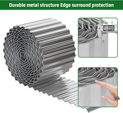 SnugNiture Corrugated Metal Garden Edging,6" x 50' Sturdy Lawn Edging Border,Landscape Edging