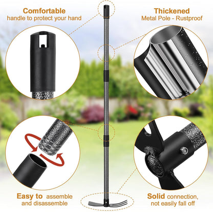 Garden Hoe Tool, 2-in-1 Heavy Duty Dual-Head Weeding Tool, 45" Adjustable Long Handle Cultivator