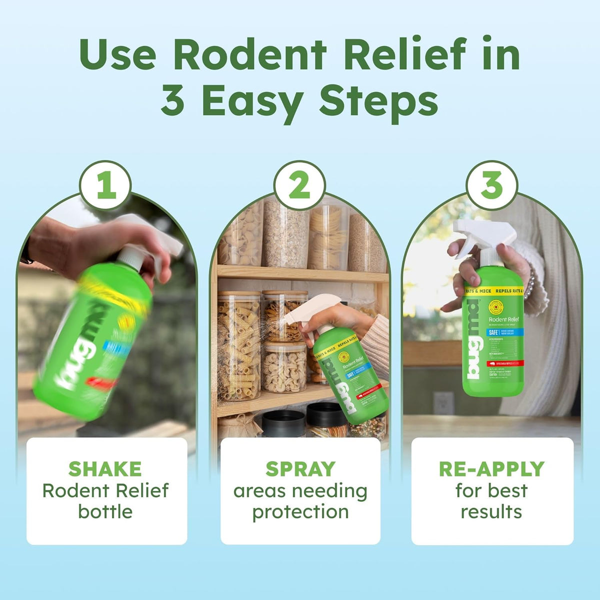 BugMD Peppermint Oil Spray for Rodents (2 Pack- 16oz) Mouse Repellent & Rodent Repellent Spray