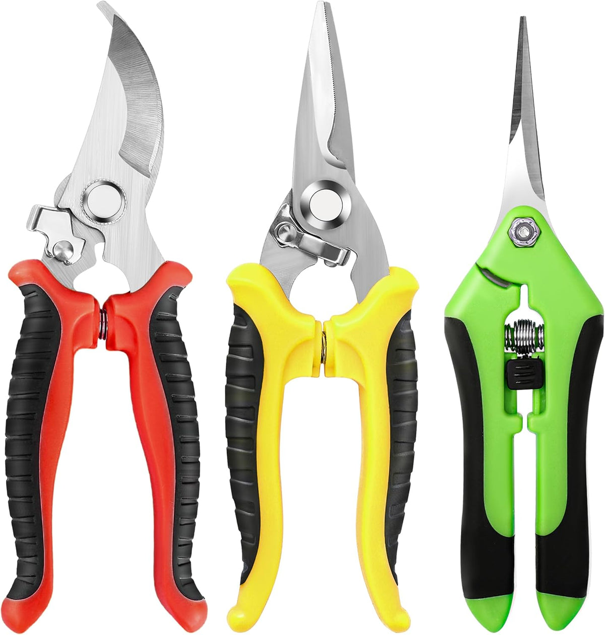 3 Pack Garden Pruning Shears, Stainless Steel Shears, Gardening Shears, Scissors, Garden Clippers