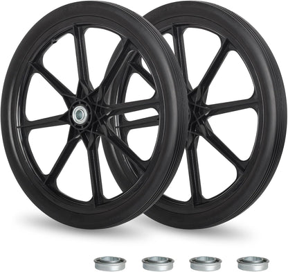 20" Flat Free Tire and Wheel, with 3/4" & 5/8" Bearing, 2.45" Centered Hub, Replacement Wheel For