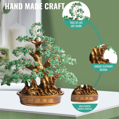 Natural Aventurine (1,300 Gemstone Count) Chakra Crystal Tree with Healing Properties - Home &