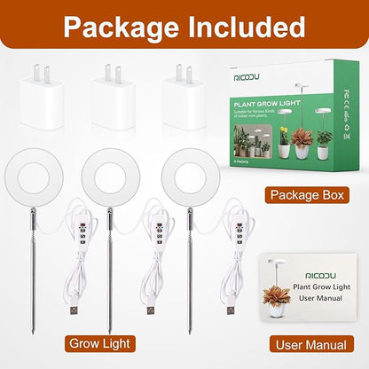 Grow Lights for Indoor Plants Small Potted - Full Spectrum, Auto 3/9/12H Timer, 10-Level Dimming &