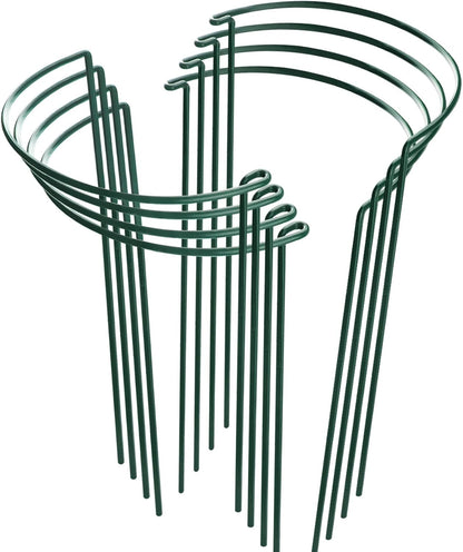 HiGift 8 Pack Plant Support Stakes, Half Round Metal Garden Plant Stake Indoor Peony Cages and