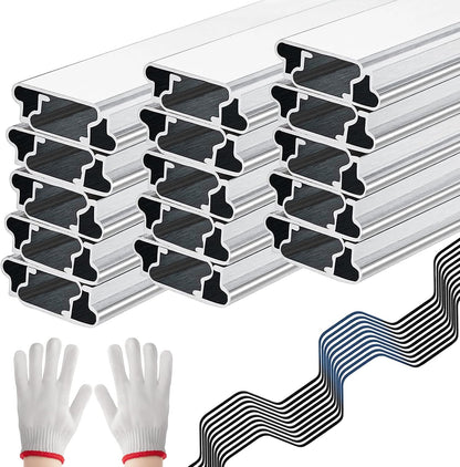 Spring Wire & Lock Channel - 30 Sets PVC Coated Spring Wire & Aluminum Alloy U-Channel Bundle with